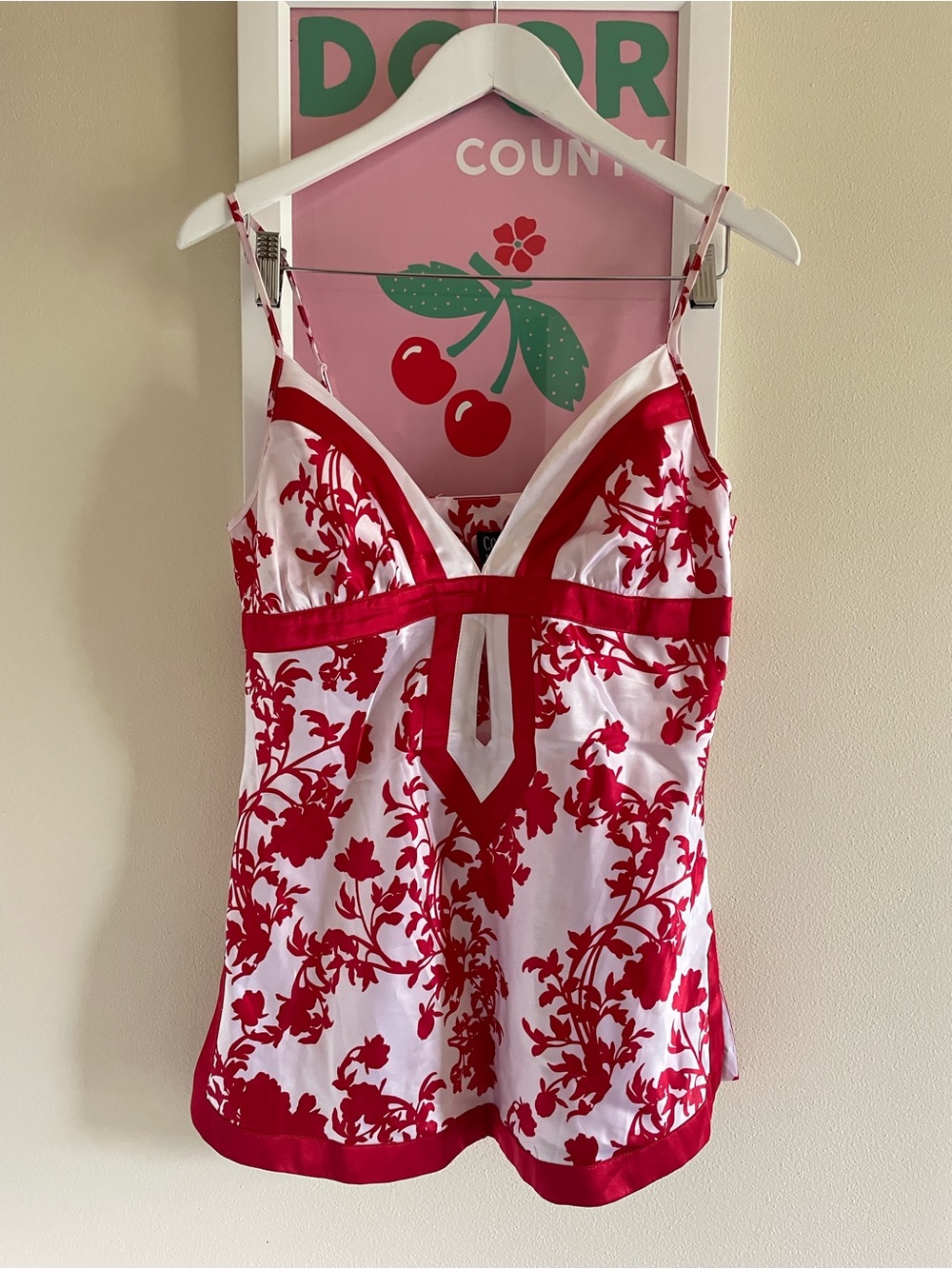 Cotton Express Vintage Y2K 100% Silk Keyhole Cami Tank Top Size Large